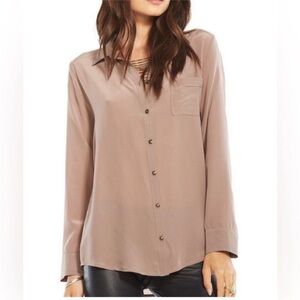 Chaser Brown Sheered Blouse NWT